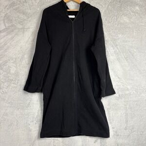 Oak and Fort Black Long Zip Up Hoodie Dress Casual Oversized Womens M Loungewear